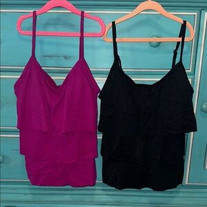 Purple and Black Layered Tankini Tops